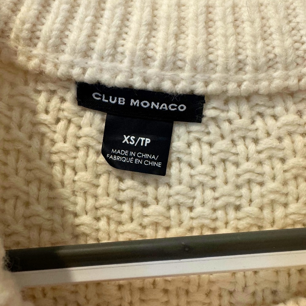 Club Monaco | Crew Neck Cream Pull Over with Bows - Size Xs - Picture 3 of 3